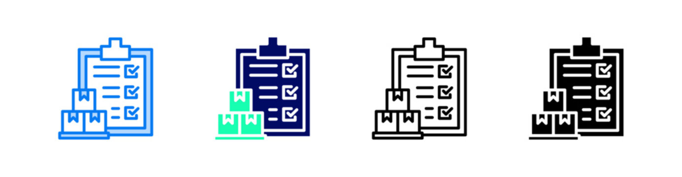 Inventory Control Multiple Style Icon Set Vector 