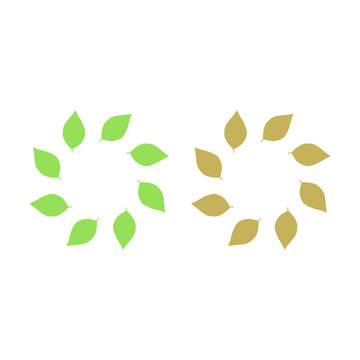 GREEN LEAVES IN CIRCLE SIGN SYMBOL LOGO VECTOR