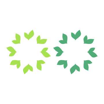 GREEN LEAVES IN CIRCLE SIGN SYMBOL LOGO VECTOR