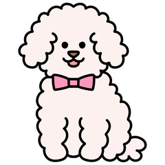 Fototapeta premium cartoon illustration of a fluffy white puppy with a pink bow 