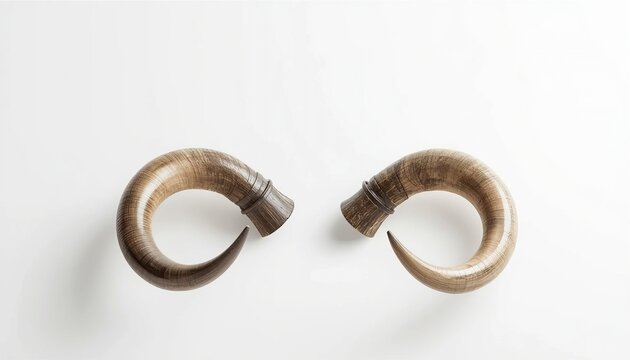 Horns of an ibex on white and transparent background