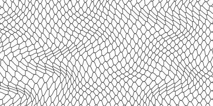 Net texture pattern on white background. Net texture pattern for backdrop and wallpaper. Realistic net pattern with black squares. Geometric background, vector illustration