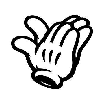 Logo con dibujos animados con l&iacute;neas de guantes estilo retro aplaudiendo 