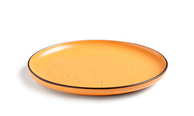 Stylish yellow plate isolated on white background