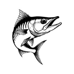 Logotipo con dibujo de un pez barracuda con el cuerpo girado en posición de ataque  © teracreonte