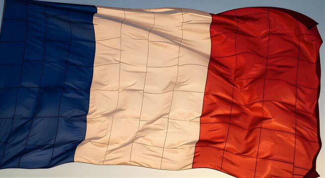 Full Frame Texture of the French National Flag Representing the Unified Fabric of Society and Liberty.