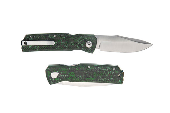 Tactical folding knife with green handle