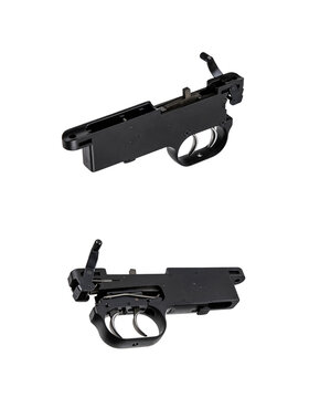 Black rifle trigger group assembly isolated