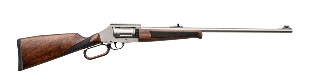 Professional revolver action rifle on white