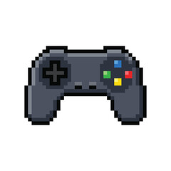 Fototapeta premium Black gamepad pixel art with colorful buttons