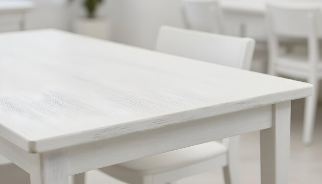 Clean white wooden table with a distressed finish and subtle grain texture
