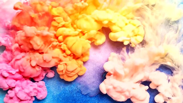 Vibrant colorful smoke clouds floating freely.