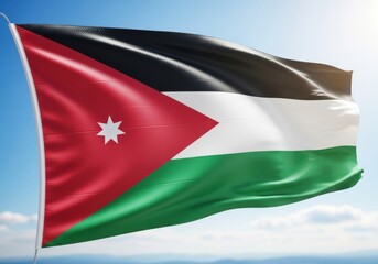 Fototapeta premium Jordan national flag waving against a clear sky background