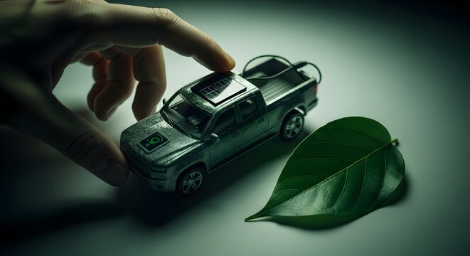 sustainable shipping truck and leaf parcels