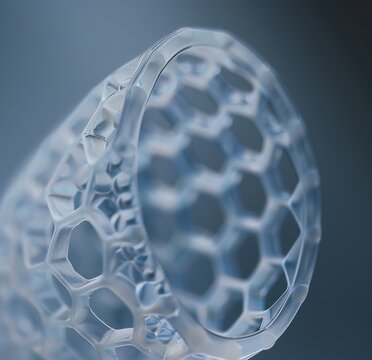 Detailed closeup of biopolymer water pipe structure captured vividly