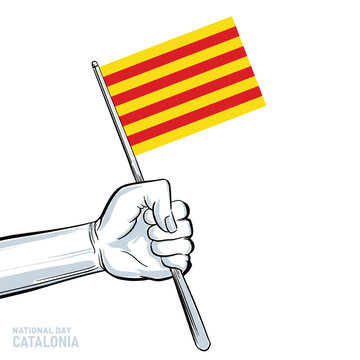 Hand Holding Catalonia Flag Symbol of Regional Pride Vector Illustration