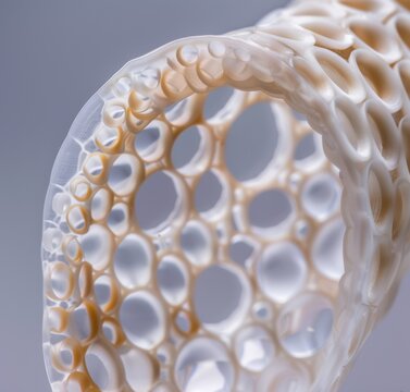 Detailed closeup of biopolymer water pipe structure captured vividly