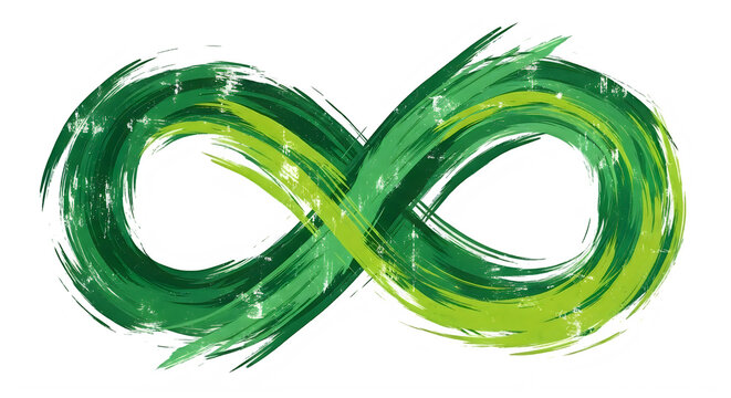 Green infinity symbol with organic swirl design