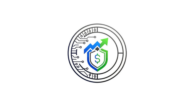 Shield with dollar sign logo icon.
