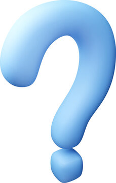 3D question mark icon in blue.