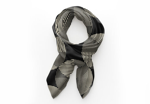 Elegant Geometric Black And White Scarf Mockup PSD
