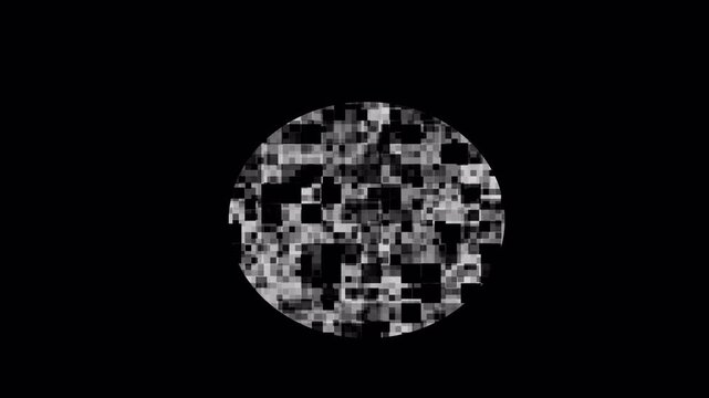 Circle Mosaic Blur Censored Animation with Pixelated Black and White Fractal Noise for Sensitive Information Masking 4k video
