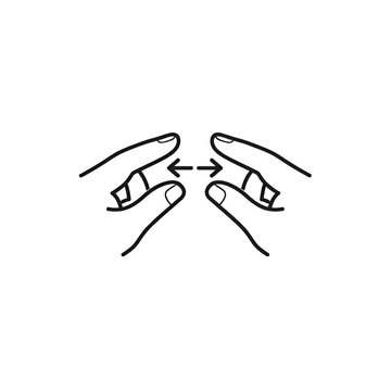 Pinch Zoom In Gesture Icon &ndash; Two Finger Inward Line Vector Symbol