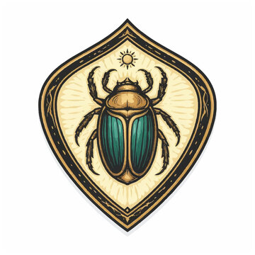 Scarab Beetle Insect Closeup Illustration.