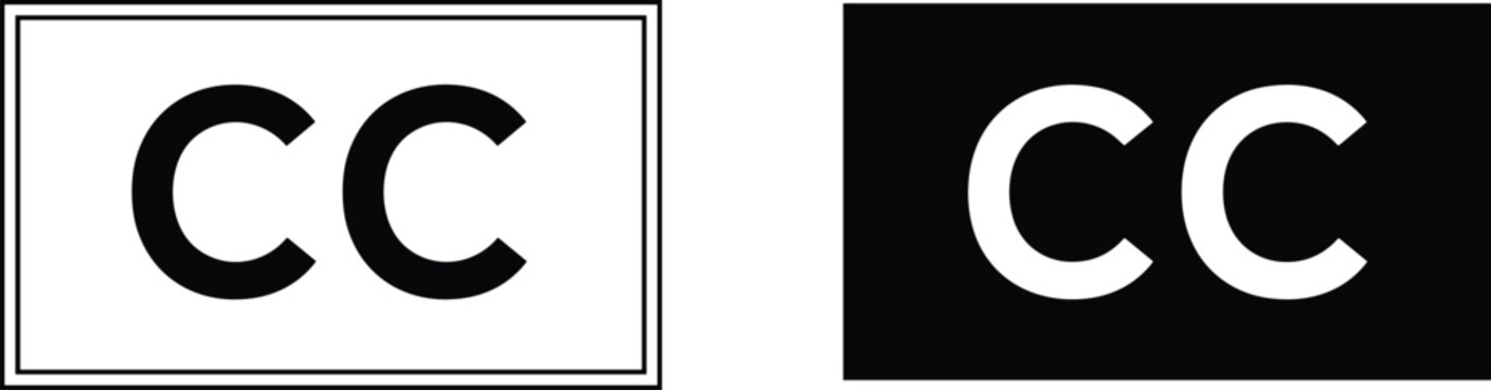 Closed captioning symbols on transparent backgrounds with white letters on black and black letters on gray checkerboard.
