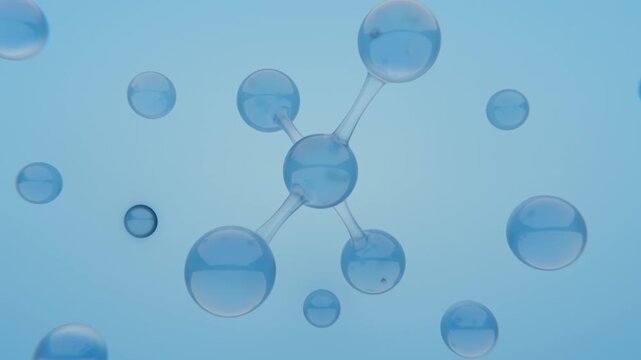 Concept health and beauty. Cosmetic Essence, Blue Molecule in Liquid bubble, cosmetic concept background, 3d animation
