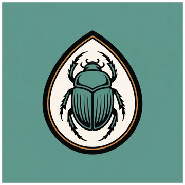 Green Beetle Insect Illustration Design.