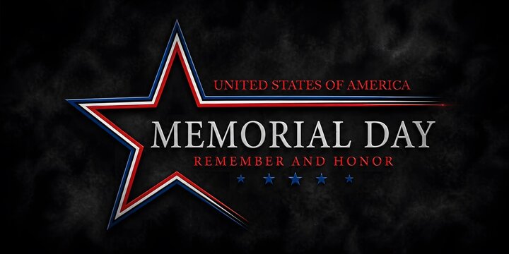 Happy Memorial Day 2026 USA Tribute on smoky black background with american flag, Honoring Soldiers and Fallen Heroes, Remember and Honor
