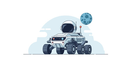 Astronaut driving a space rover on the moon, exploring the cosmos © penyok