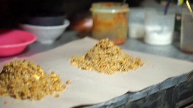 Freshly cooked fried rice portion with hot aroma and appetizing appearance.