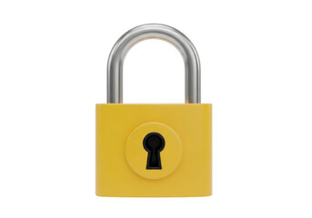 Naklejka premium A yellow padlock with a metallic keyhole and shackle for security purposes