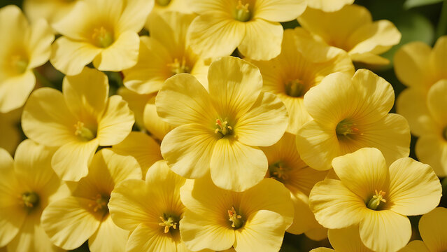 Vibrant Yellow Wood Sorrel Flowers in Full Bloom.