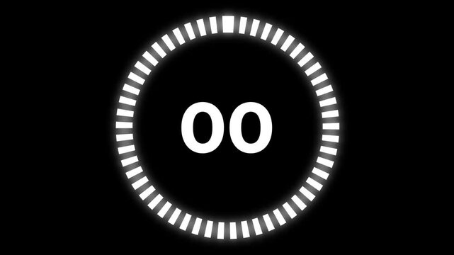 5 second Countdown circle bar white timer progress for challenge, event, presentation, contest, show of about, alpha channel, 4k video