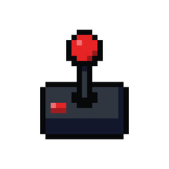 Classic arcade joystick pixel art with red ball top © ReconCatz