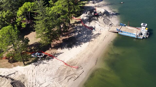 Aerial View of Beach Nourishment and Sand Dredging on the Gold Coast