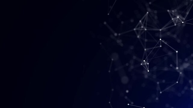 Abstract background motion transformation of empty copy space with plexus pattern of future innovation technology digital business concept with line network for decentralize communication connection.