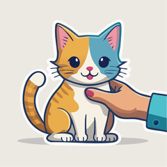Fototapeta premium Cute Cartoon Cat Being Petted