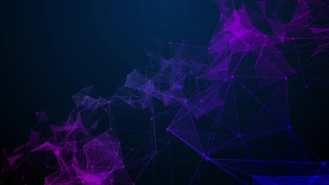 abstract blue background with lines, animated plexus, futuristic social and neural network and information technology animation concept.
