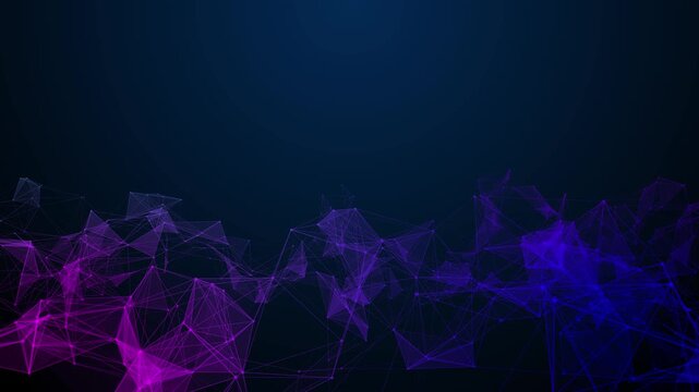 abstract blue background with lines, animated plexus, futuristic social and neural network and information technology animation concept.