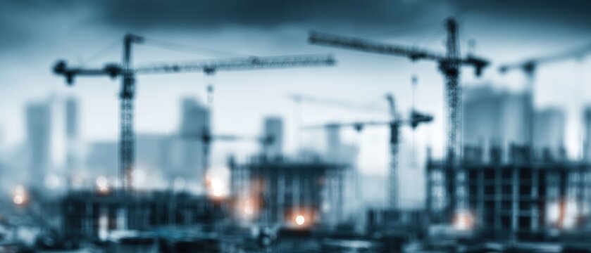 Blurred background of construction site for presentation on real estate and construction