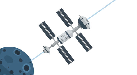 Space Station Orbiting Planet, Satellite, Astronomy, Outer Space © mah