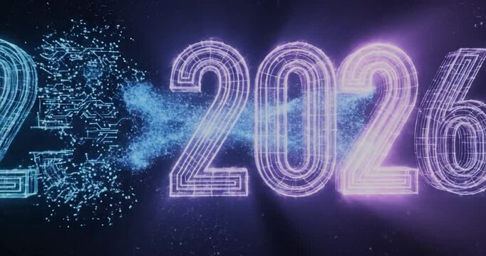 Neon Future Years Timeline Numbers.
