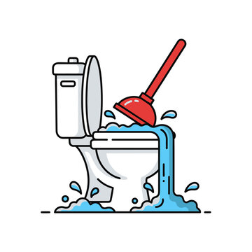 トイレに水漏れがあり、バケツで水を受けている様子を示すイラスト。