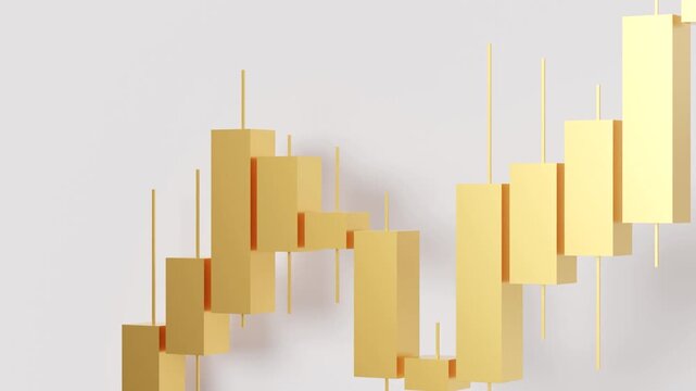 The animation features a golden trading graph that showcases market data changes over time. The graph loops smoothly to present a dynamic view of trading activity and trends