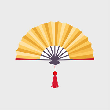 Traditional Japanese Fan with Red Tassel