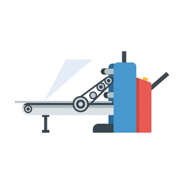 紙を折るための折り紙機械と折り紙の一部が見える装置のイラスト。